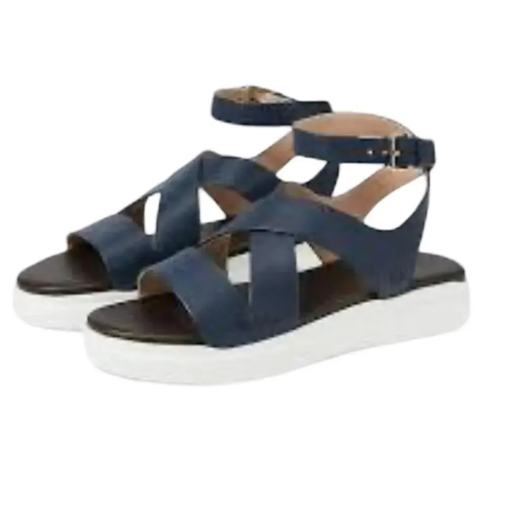 Cole Haan GrandPro Rally Castine Platform Sandal Blue Soze 6.5B‎ Strappy Leather